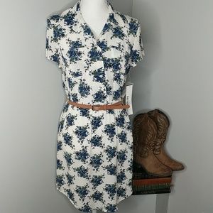 🆕 Kensie Belted Floral Shirt Dress Size 6